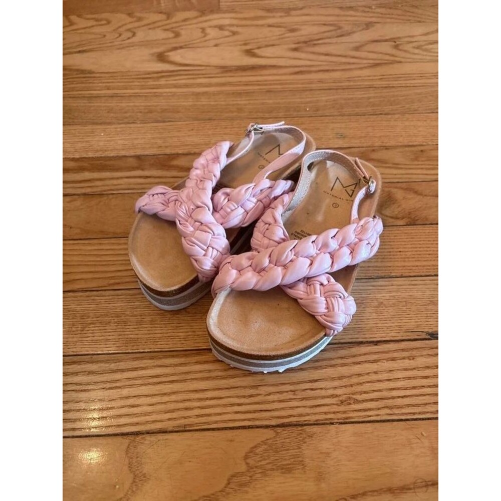 Girls platform shoes pink glitter sandal adjustable summer braided festival